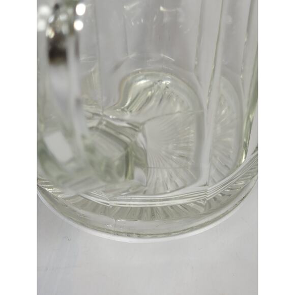 Vintage Pitcher Heavy Glass 10 Panel Ribbed Sunburst Bottom, Kitchen Barware - Picture 3 of 5